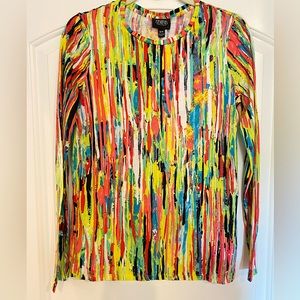 Prabal Gurung colorful paintbrush pattern long sleeve shirt (M)